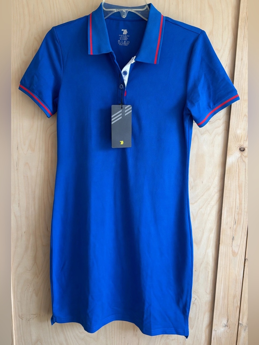 Women’s Blue Polo Dress with Red Trim